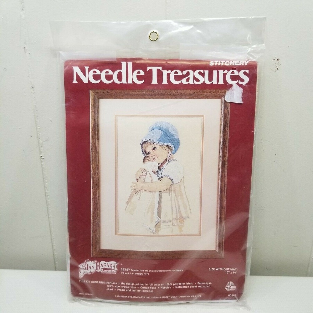 Needle Treasures Jan Hagara 1979 BETSY Crewel Needlepoint USA 10x14